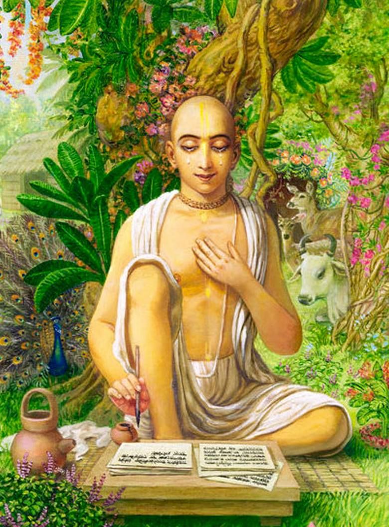 Srila Rupa Goswami complace el mano- bhista de Chaitanya Mahaprabhu ...